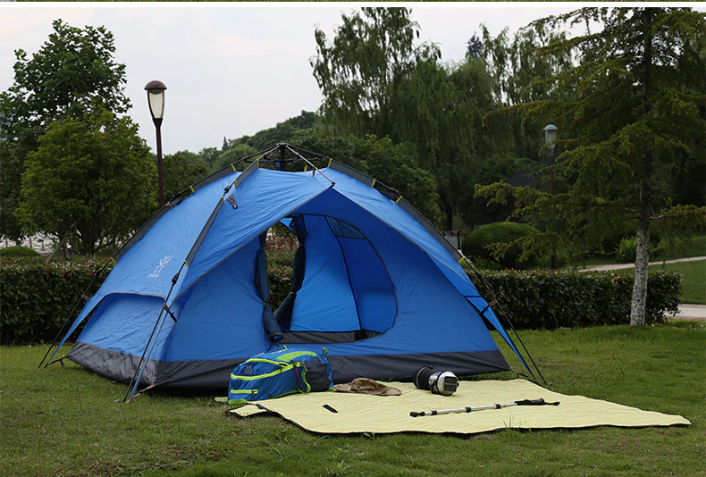 Cheap Goat Tents Ultralight Portable Waterproof Breathable Damp proof 3 4 Person Quick Automatic Opening Double Layer Outdoor Camping Tent 3Color Tents 